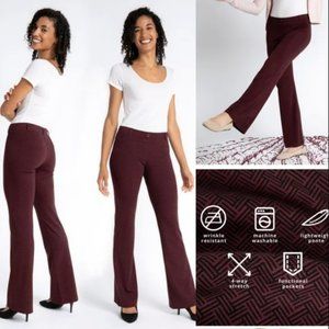 NEW W/O TAGS BETA BRAND Yoga Dress Pants - Bootcut XS Petite - Wine Herringbone